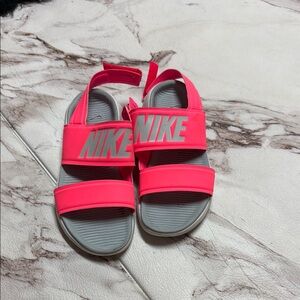 Nike Pink and Gray Sandals with Adjustable Straps